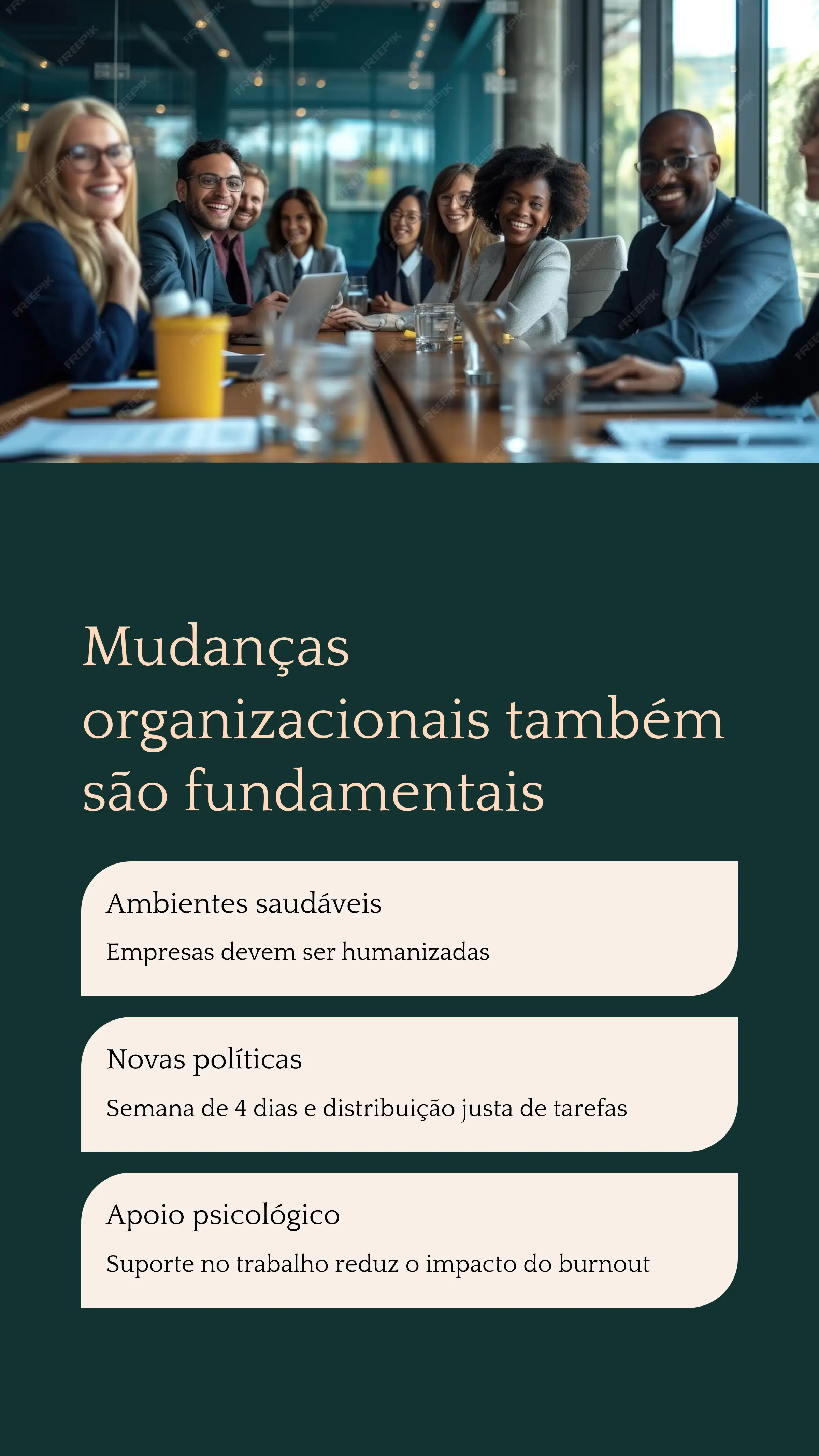 Ilustração destacando que mudanças organizacionais são fundamentais para prevenir burnout